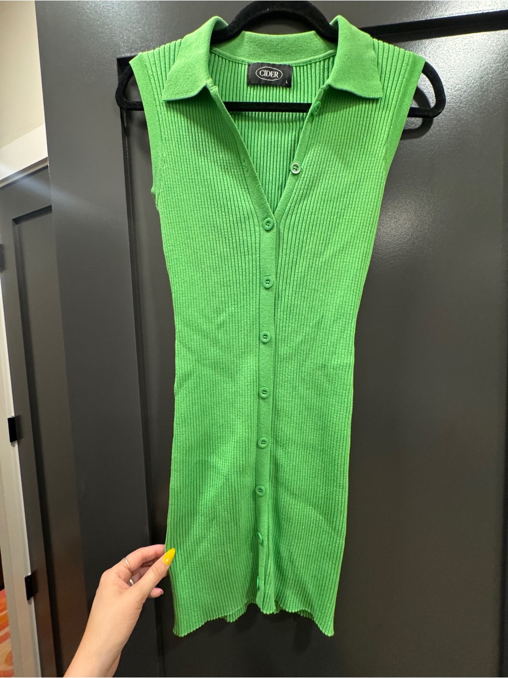 Cider Bright Green Ribbed Dress